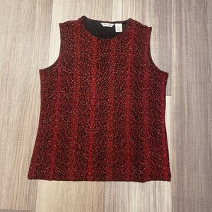 Laura Ashley Red and Black Design No Sleeve Top Size Small